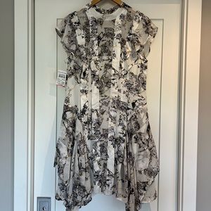 All Saints Fleur Audrey Mini Asymmetric hem dress, size 6US, NWT